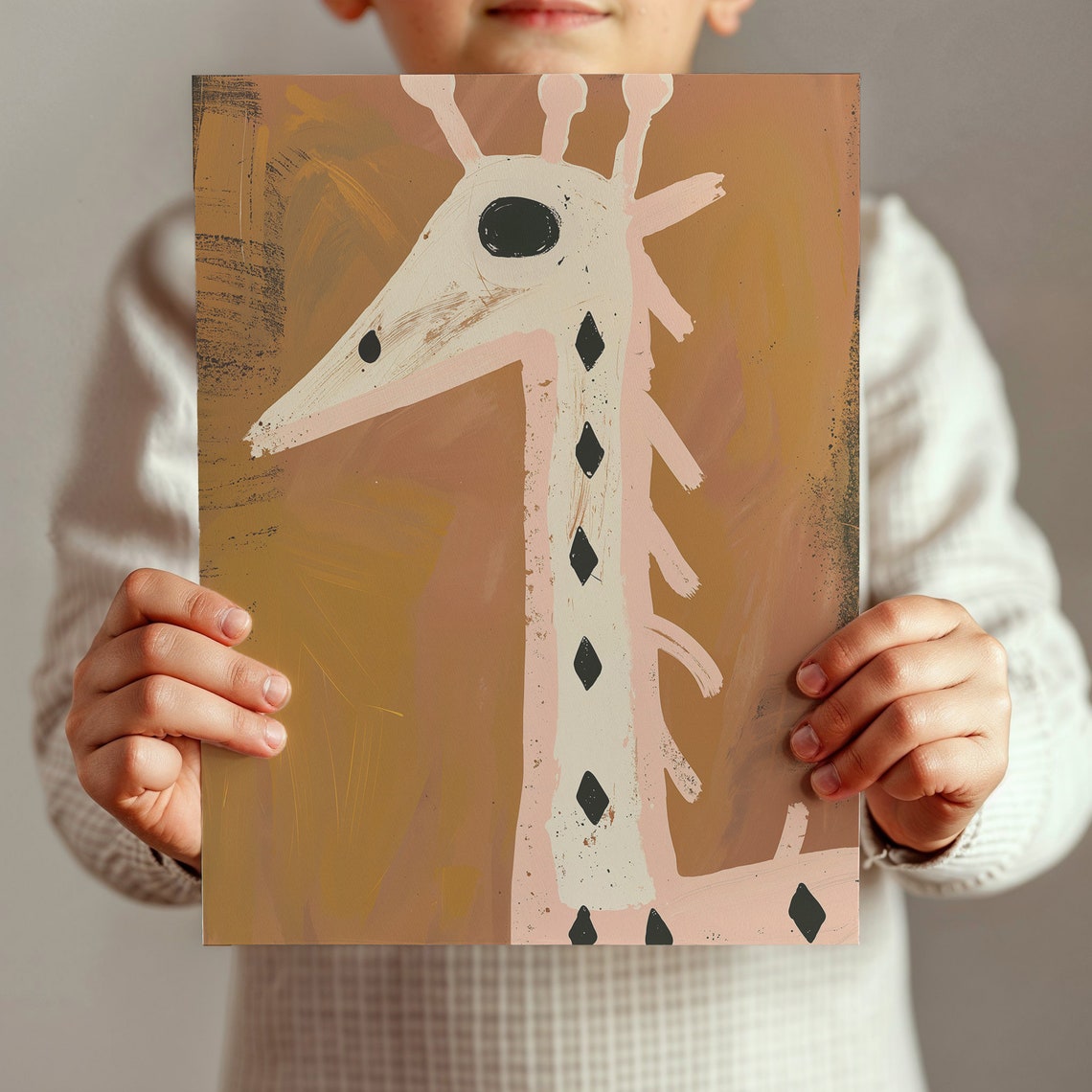Abstract Giraffe Cream Diamond Spots Caramel Background Nursery Poster - Image 2