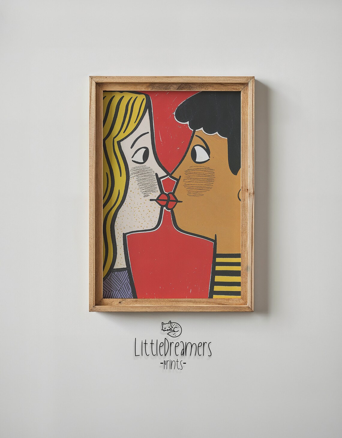 Pop Art Kissing Couple Bold Retro Romance Bedroom Wall Poster - Image 6
