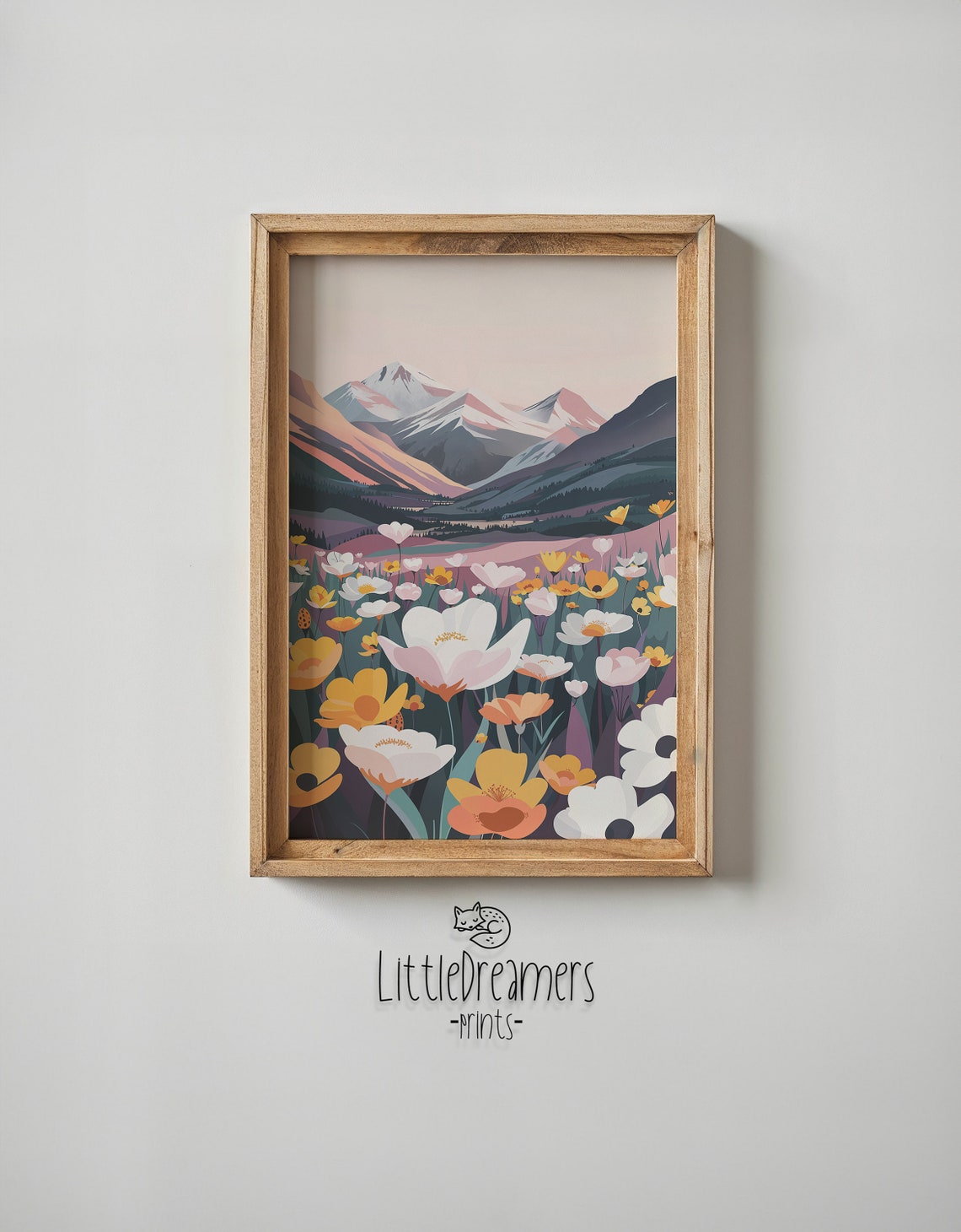Alpine Wildflower Valley Pink Dawn Mountain Landscape Wall Poster - Image 5