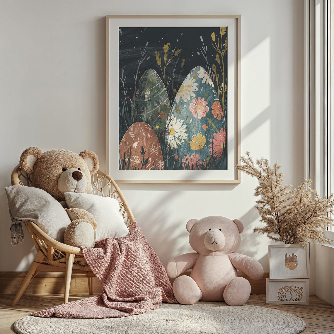 Floral Painted Easter Eggs Night Garden Dark Botanical Poster - Image 3