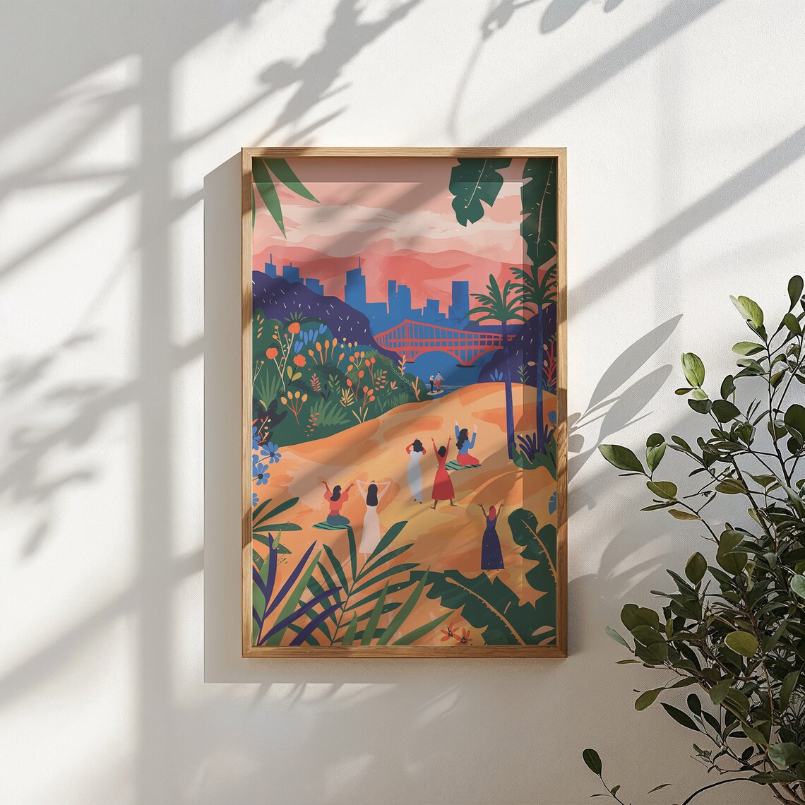 Sunset Cityscape Garden Dance Lush Plants Kids Room Wall Art Poster - Image 2