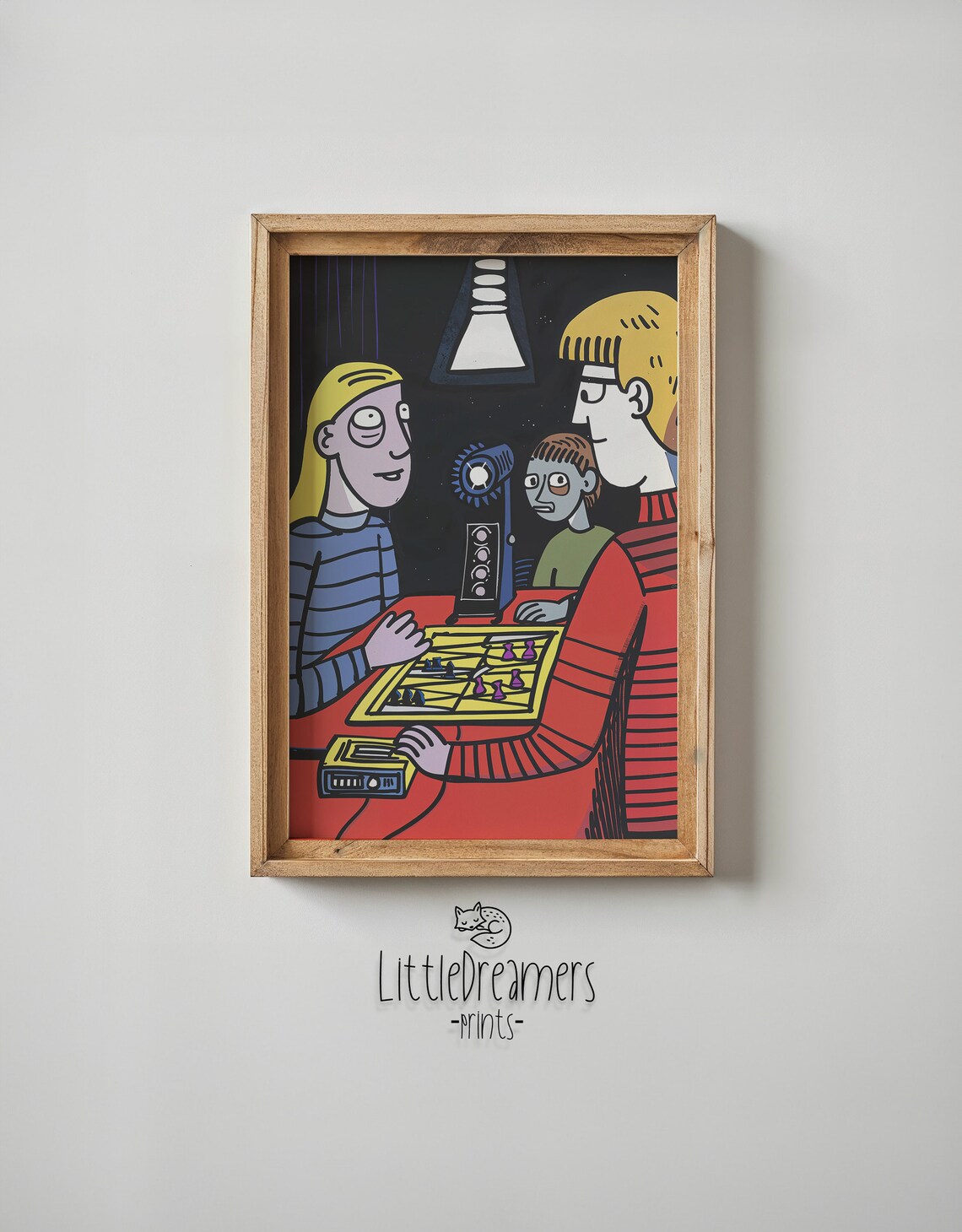 Family Foosball Game Night Fun Cartoon Playroom Wall Art Poster - Image 6