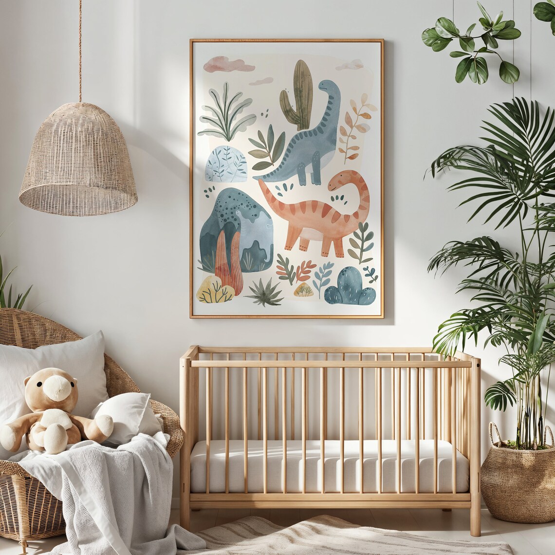 Watercolor Dinosaur Nursery Art Print, Kids Decor - Image 3