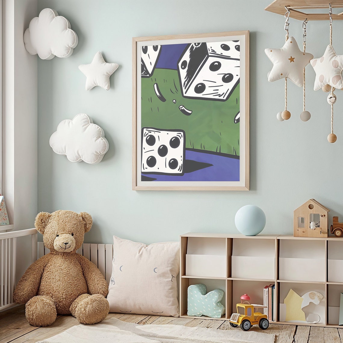 Lucky Dice Night Casino Pop Art Purple Felt Game Room Wall Poster - Image 2