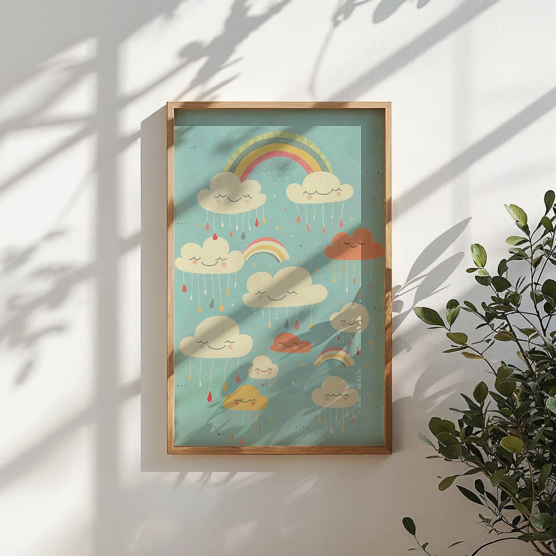 Rainbow Clouds Nursery Wall Art Smile Rain Kids Posters Whimsical Weather Decor Colorful Baby Room Art Instant Gift - Image 6