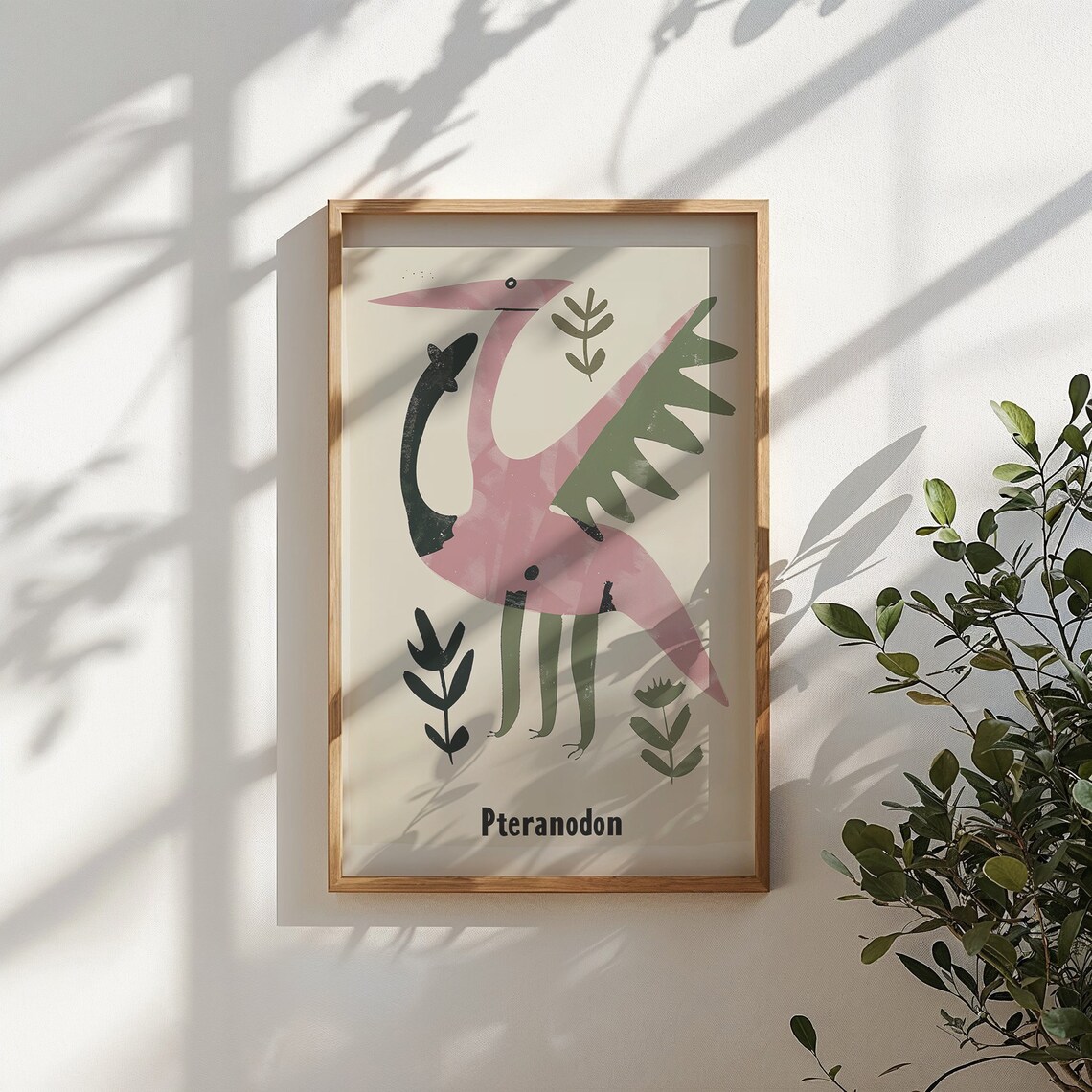 Pteranodon Flying Reptile Pink Green Educational Nursery Poster - Image 5