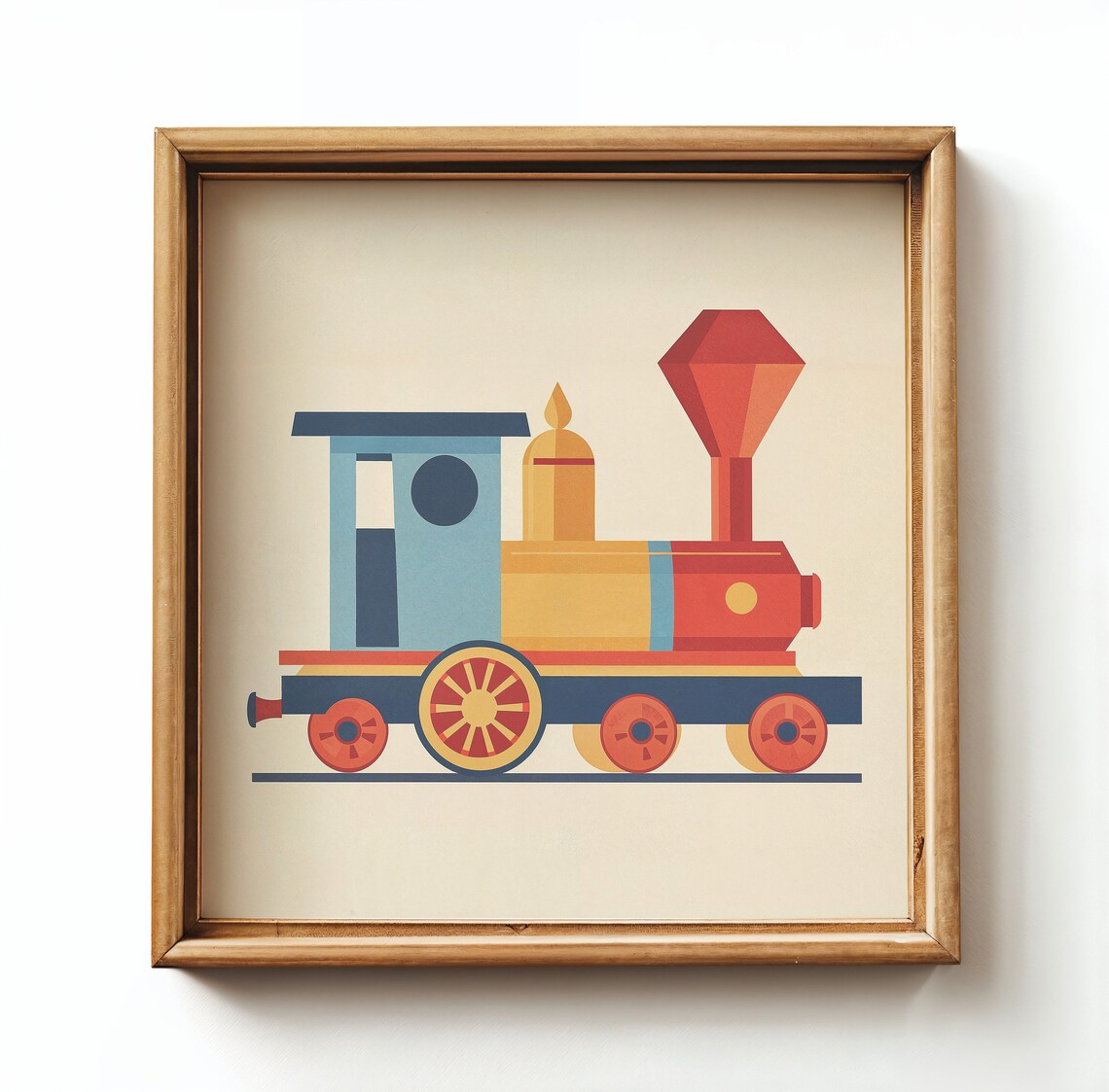 Vintage Train Nursery Art Print, Retro Locomotive