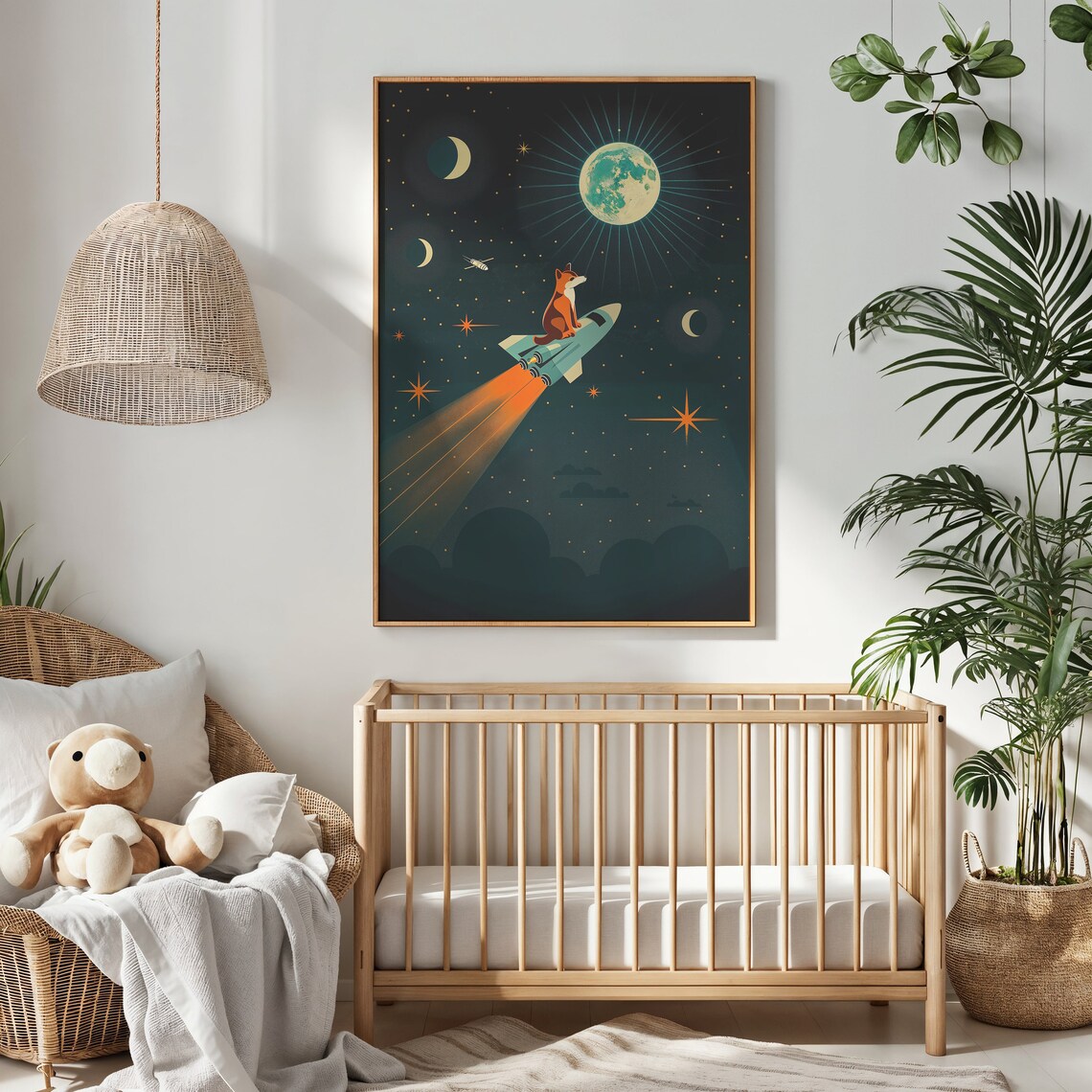 Astronaut Fox Space Nursery Art Print, Kids Room - Image 4