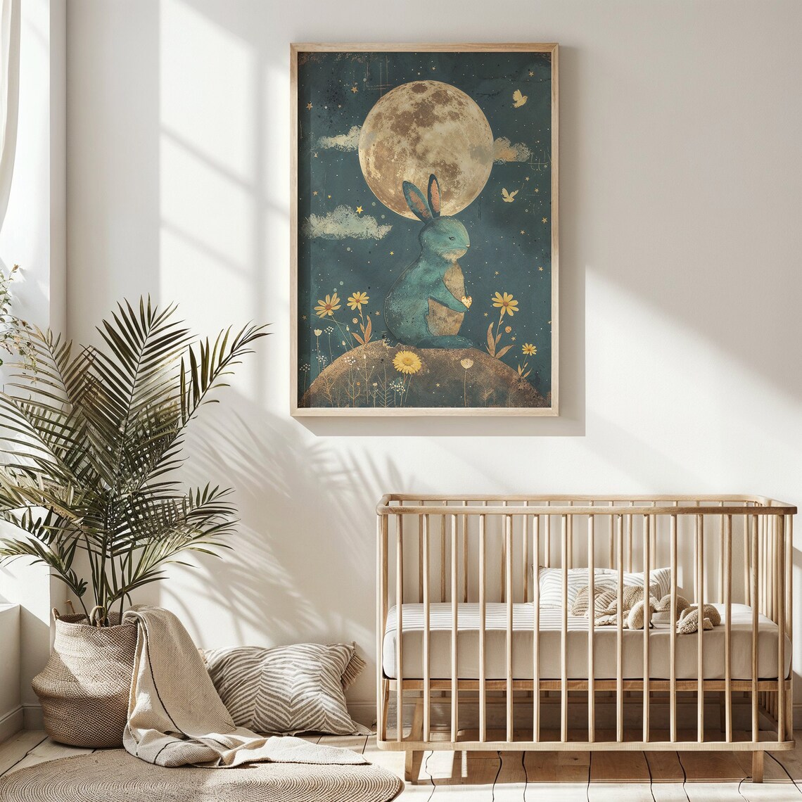 Moonlit Bunny Nursery Art Print, Celestial Rabbit - Image 4