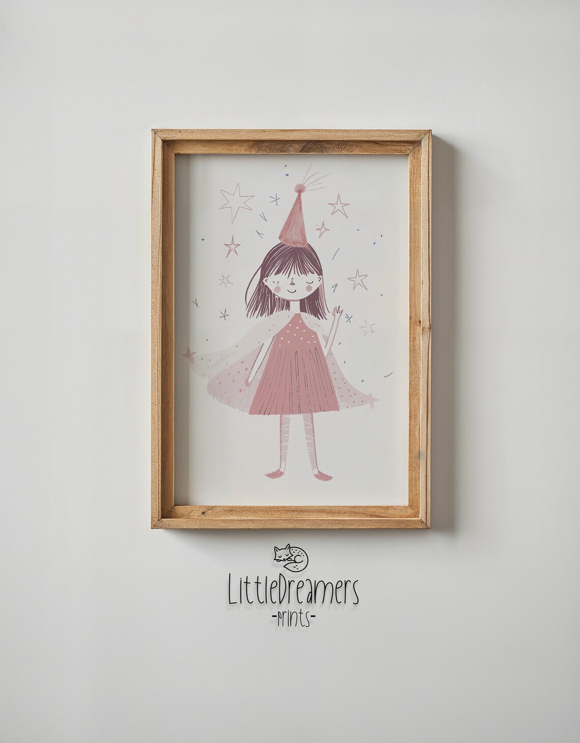 Celebration Party Girl Pink Watercolor Stars Kids Nursery Poster - Image 5