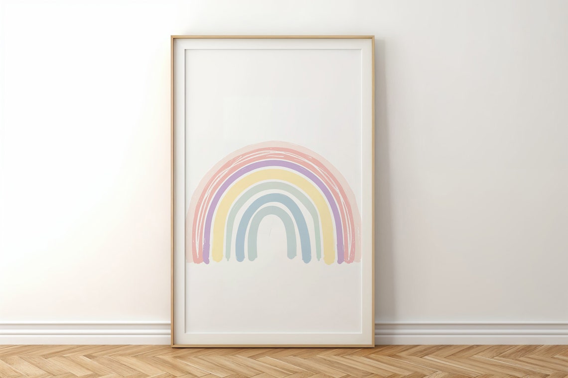 Soft Pastel Rainbow Brushstrokes Nursery Kids Room Decor Poster - Image 3