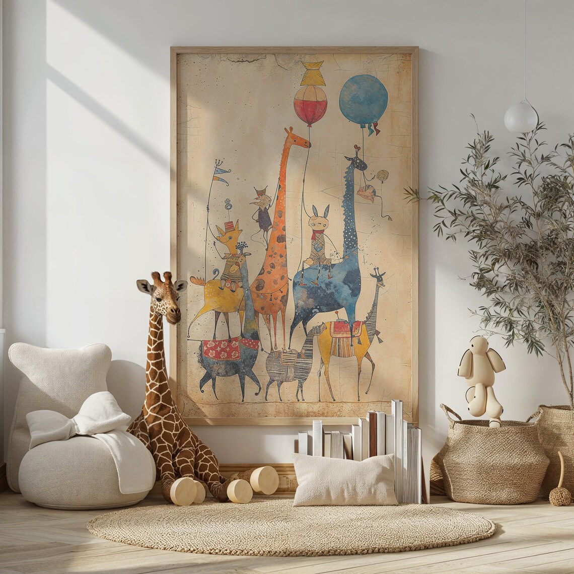Whimsical Animals Parade Nursery Wall Art Print - Image 2