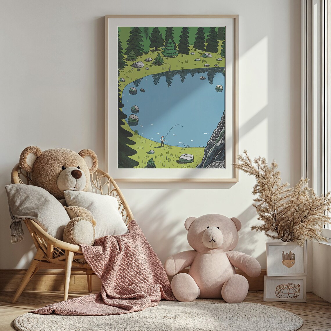 Fishing Adventure Art Lake Scene Nursery Wall Art Kids Fishing Poster Nature Landscape Print Outdoor Decor Gift - Image 2