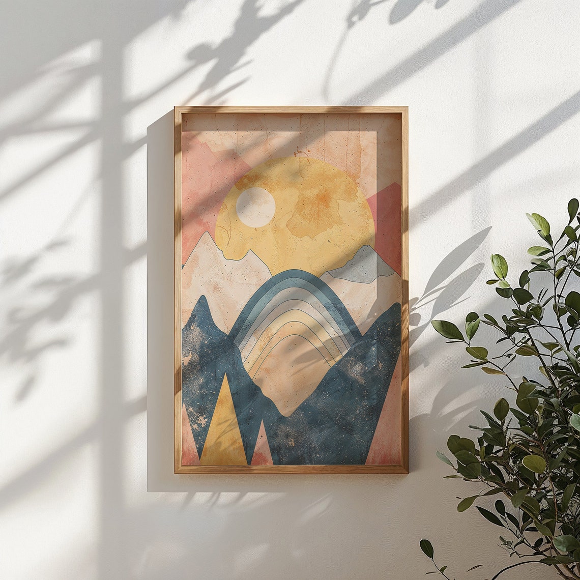 Geometric Mountain Sunrise Abstract Rainbow Modern Boho Nursery Poster - Image 4