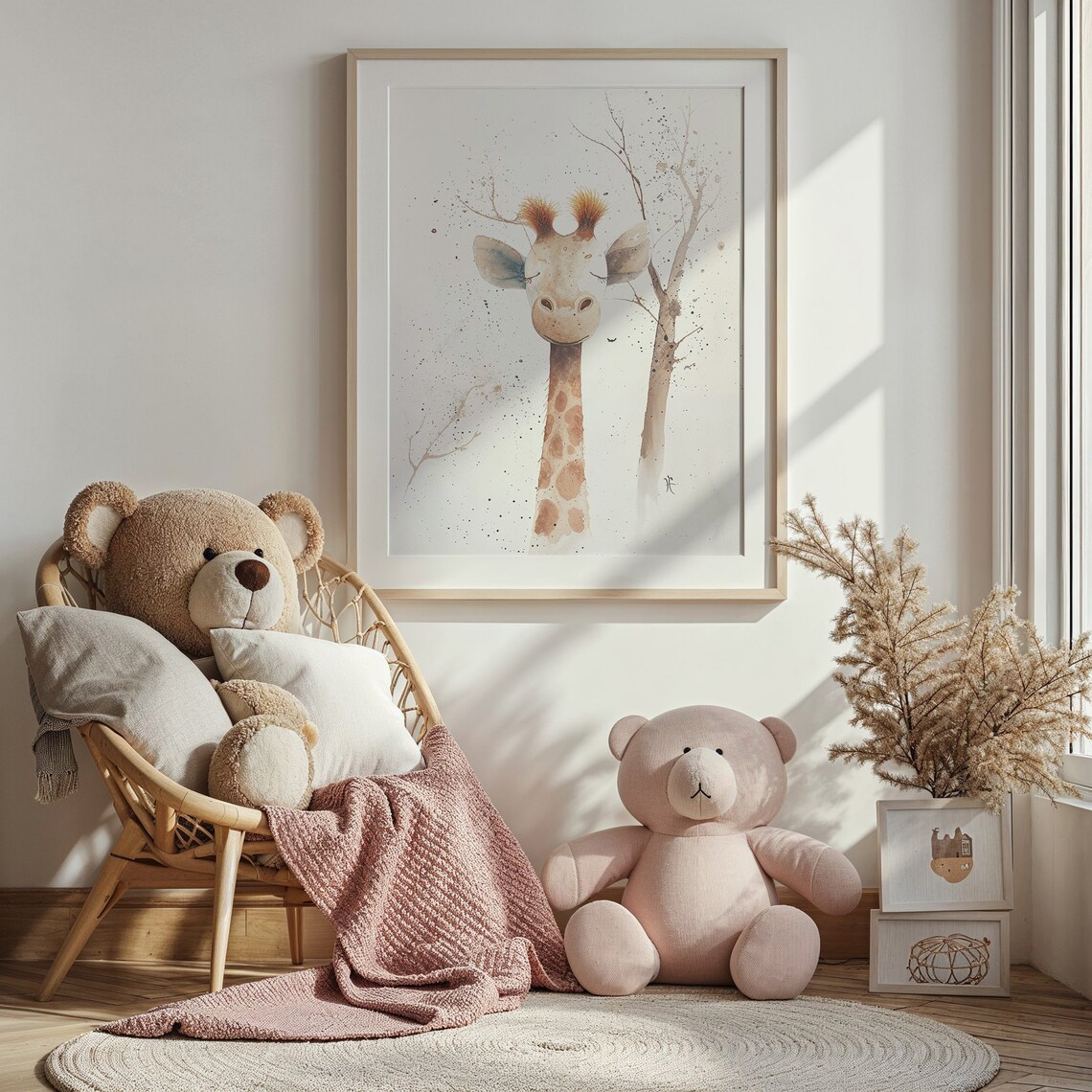 Baby Giraffe Watercolor Nursery Poster Soft Safari Style Kids Wall Art - Image 3