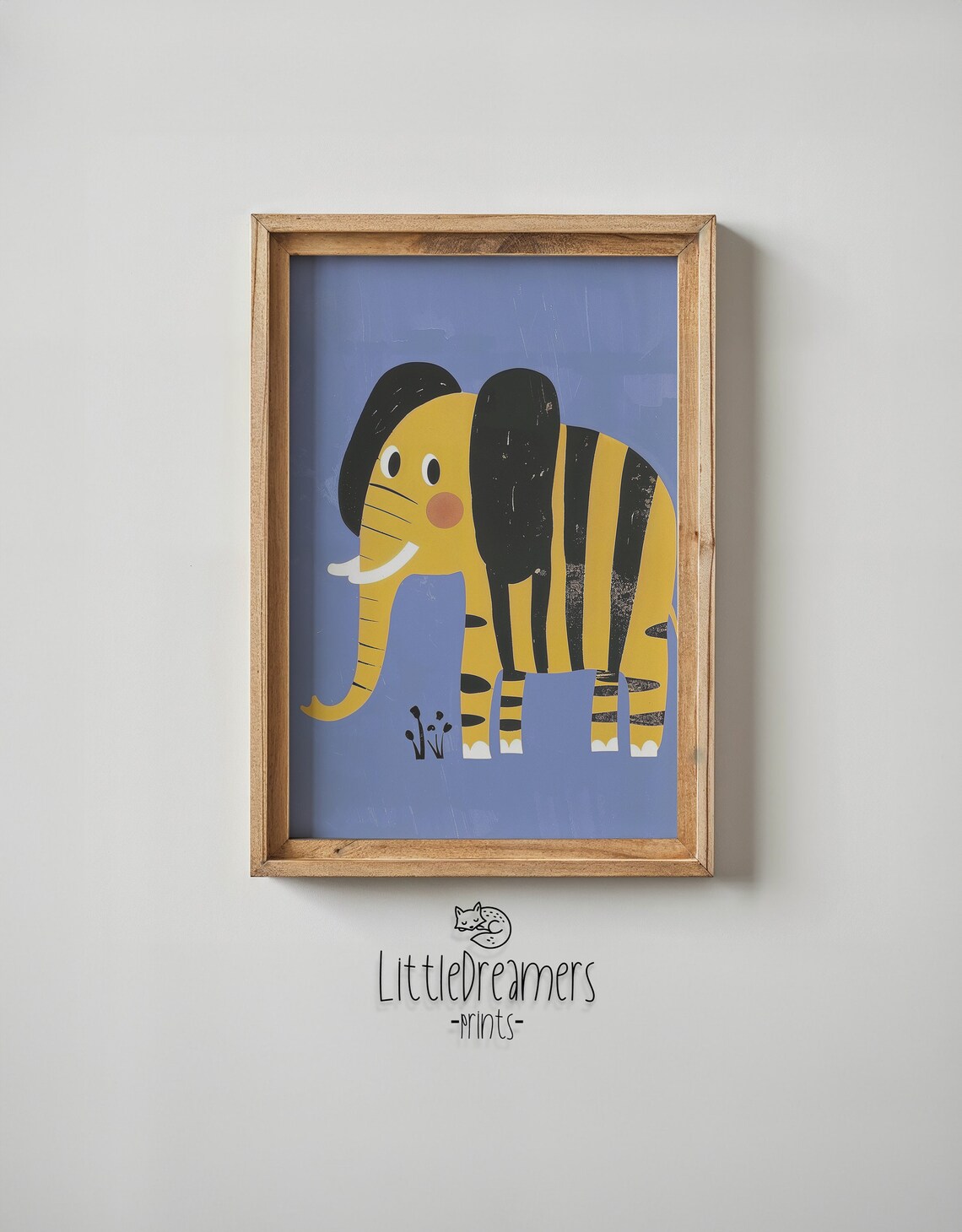 Cute Yellow Elephant Cartoon Illustration Nursery Kids Room Animal Poster - Image 5