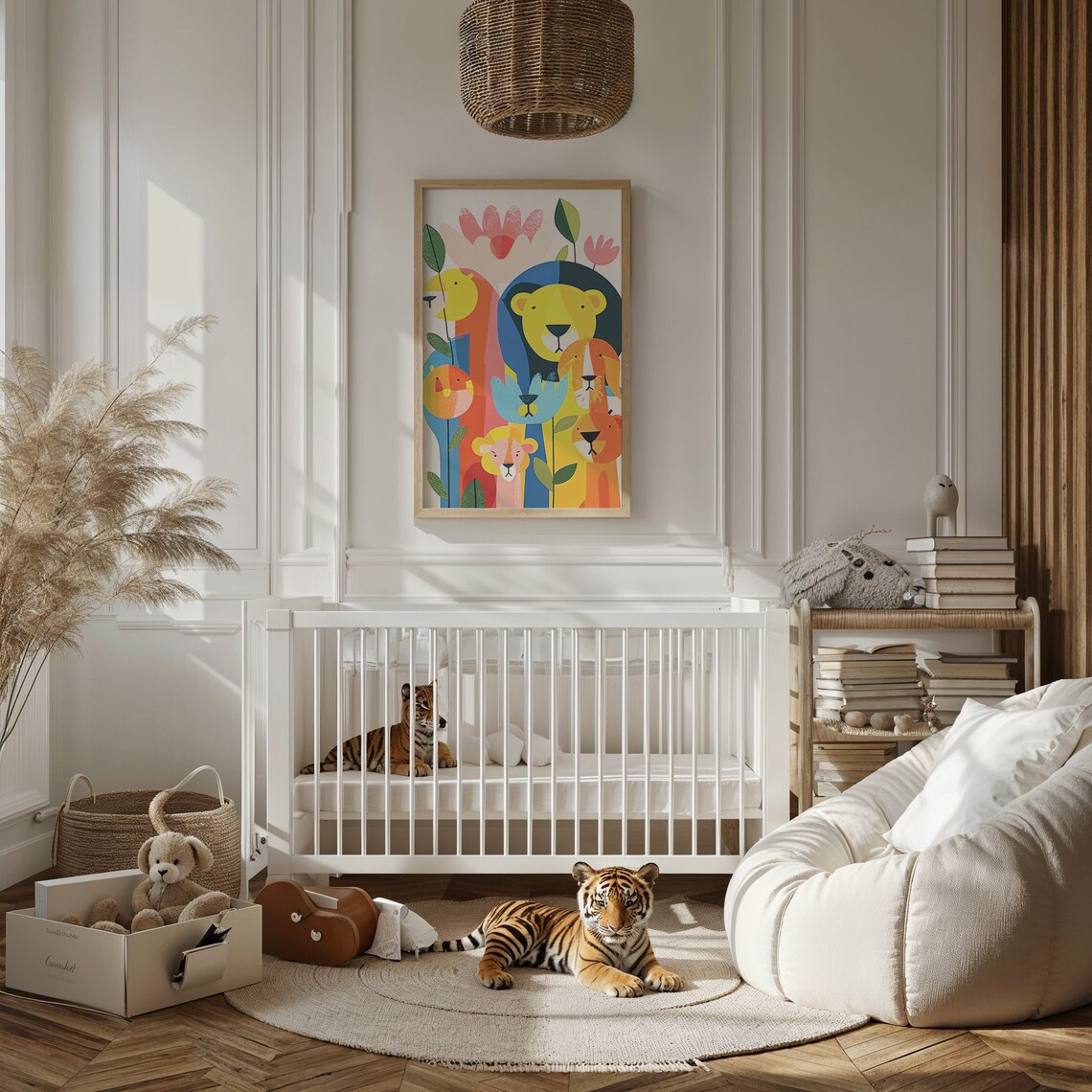 Colorful Lion Family Safari Nursery Art Print - Image 2