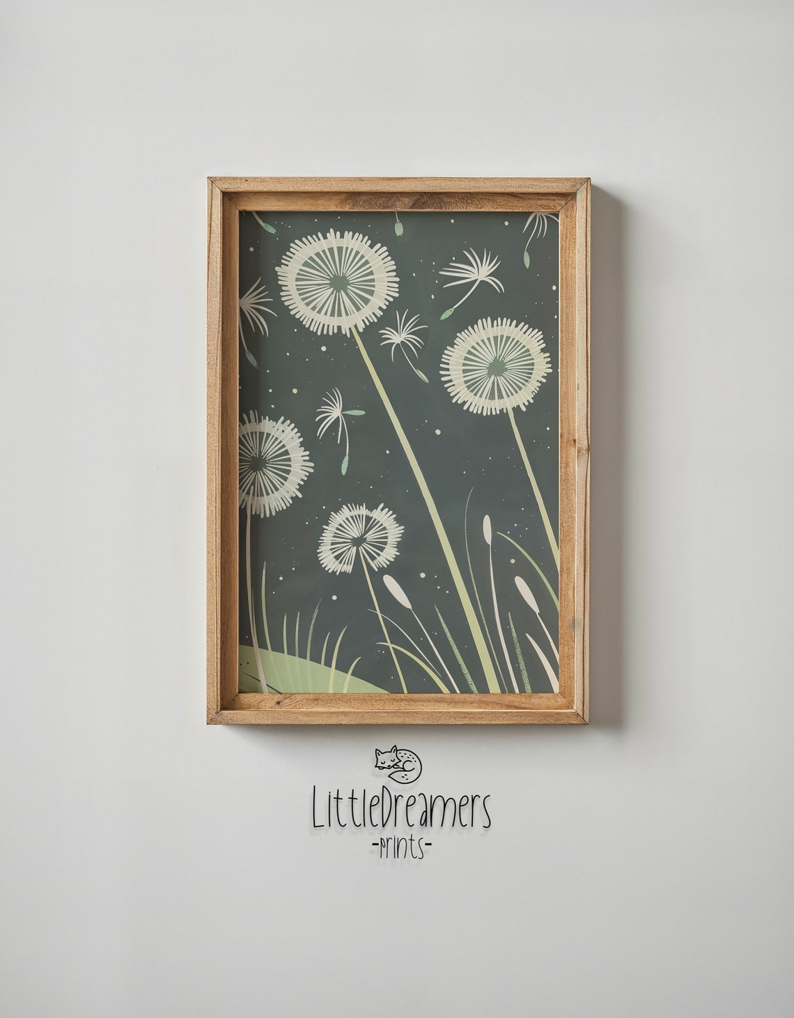 Dandelion Seed Head Night Garden Botanical Dark Green Wall Art Poster - Image 5