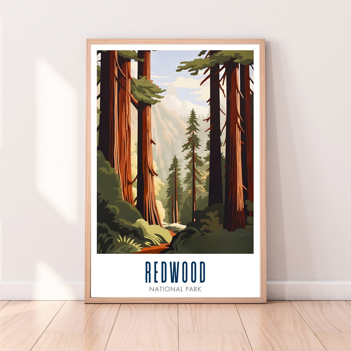Redwood National Park Travel Poster, Landscape Art Print