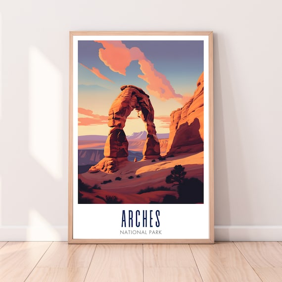 Arches National Park Delicate Arch Desert Sunset Travel Poster