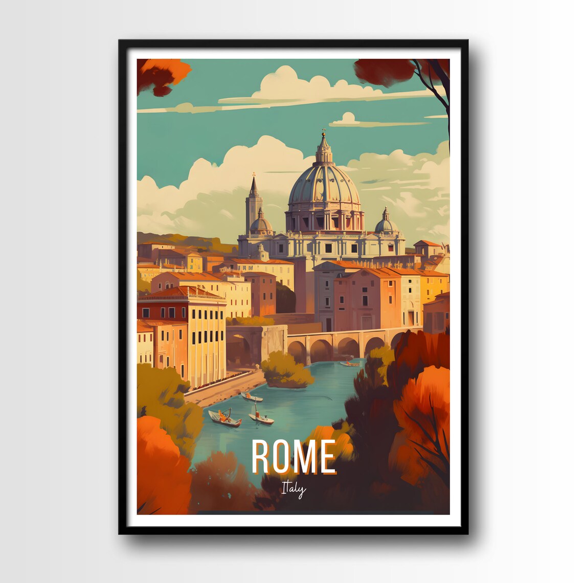 Rome Vintage Travel Poster, Italy Wall Art