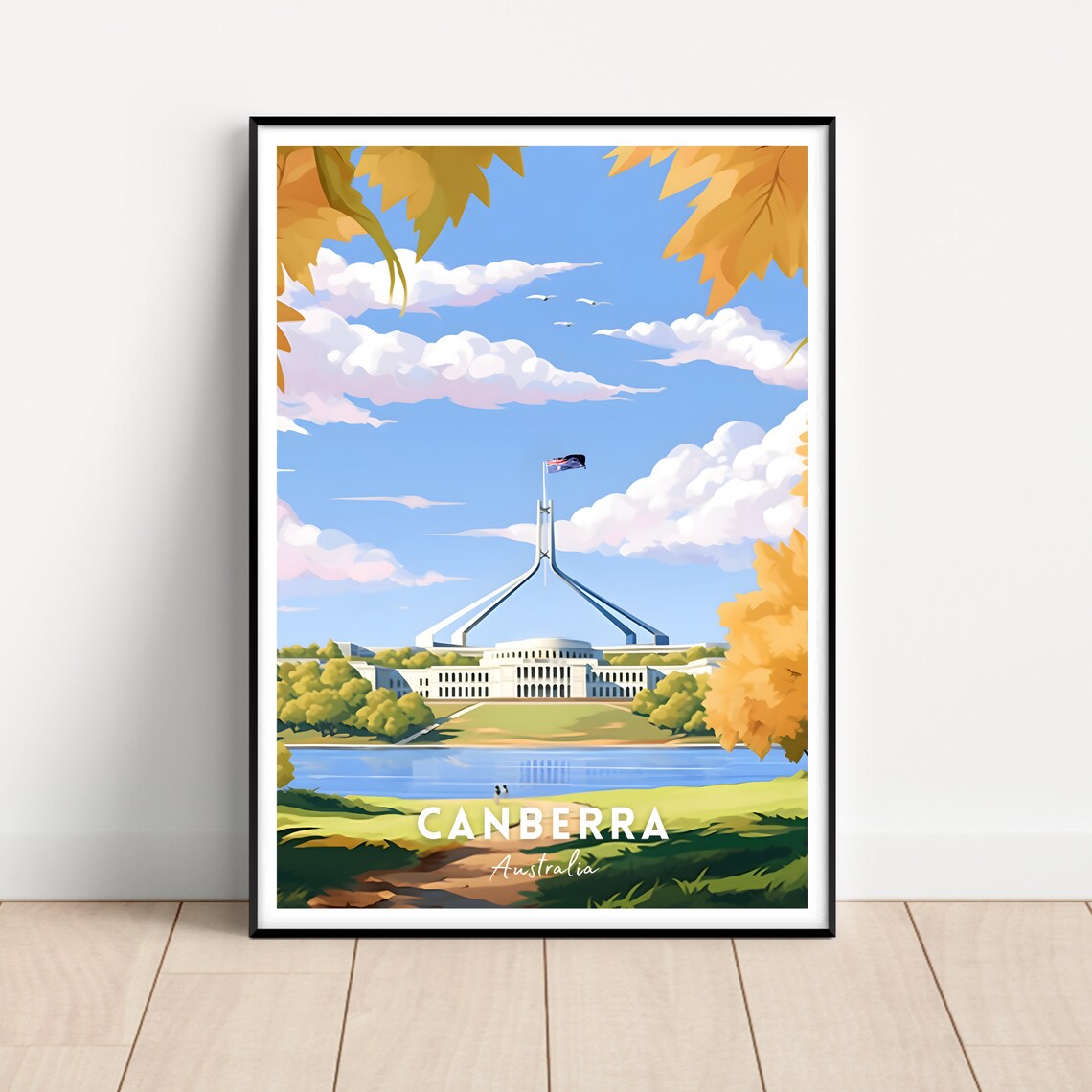 Canberra Australia Travel Poster, Place Name Print