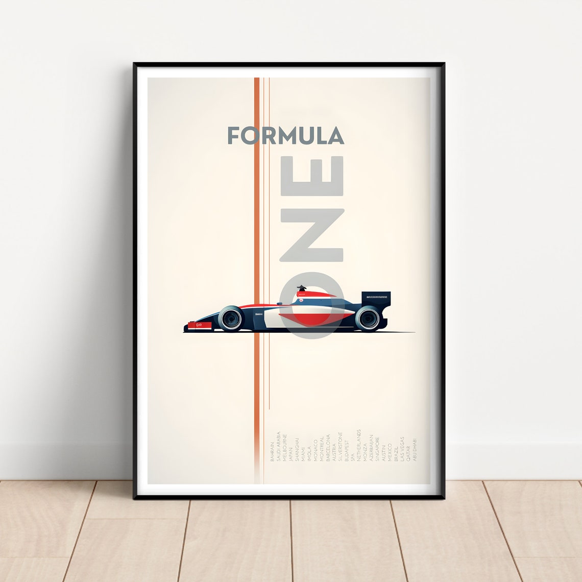 Formula One Minimalist Race Car Circuit Map Typography Poster