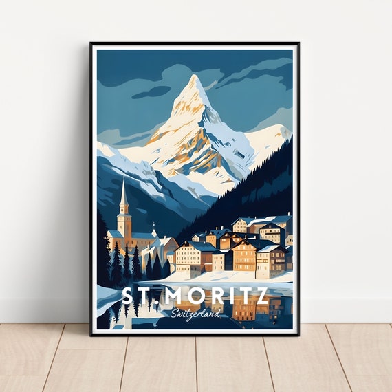 St Moritz Travel Poster Switzerland Travel Poster St Moritz Travel Print Switzerland Travel Print St Moritz Wall Art