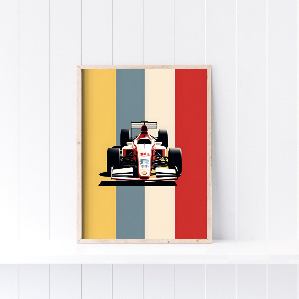 Formula One Race Car Front View Bold Stripes Motorsport Poster - Image 2