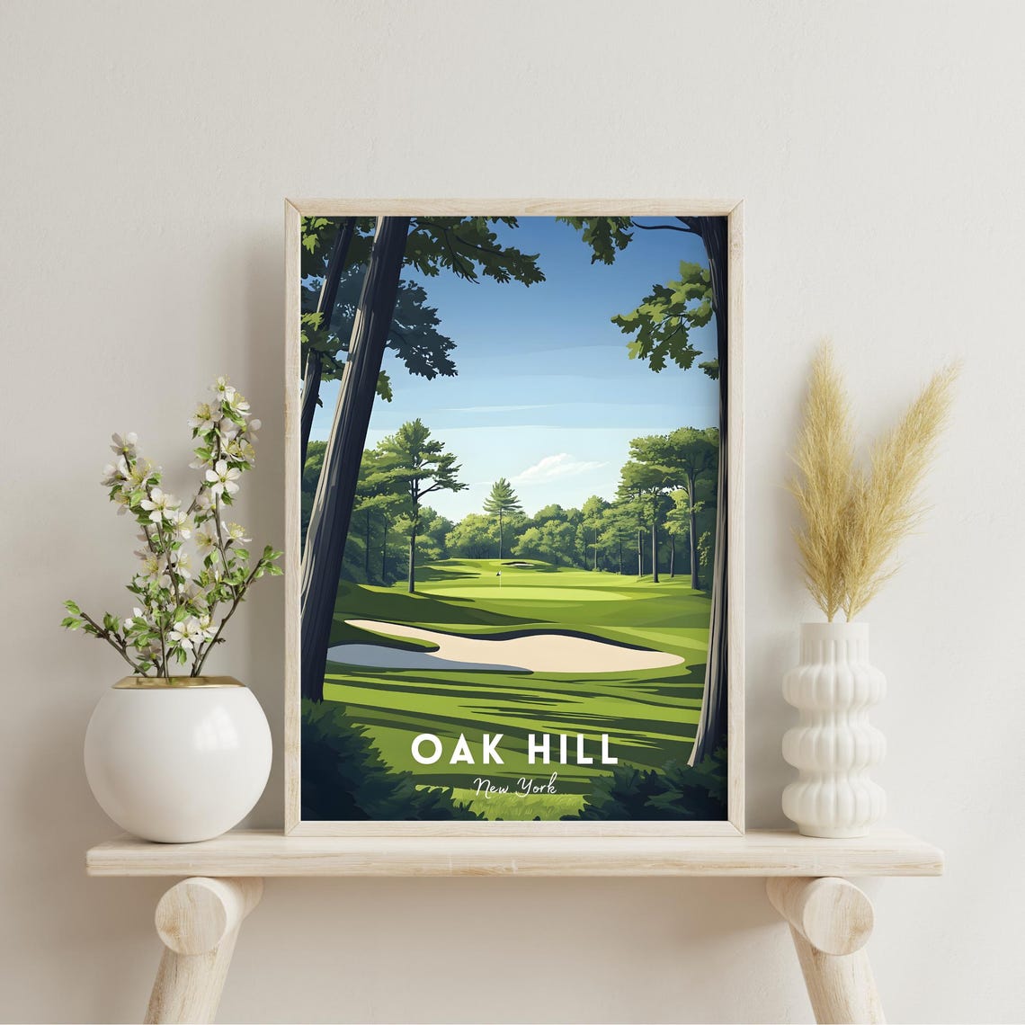 Oak Hill New York Pine Forest Golf Course Vintage Travel Poster - Image 2