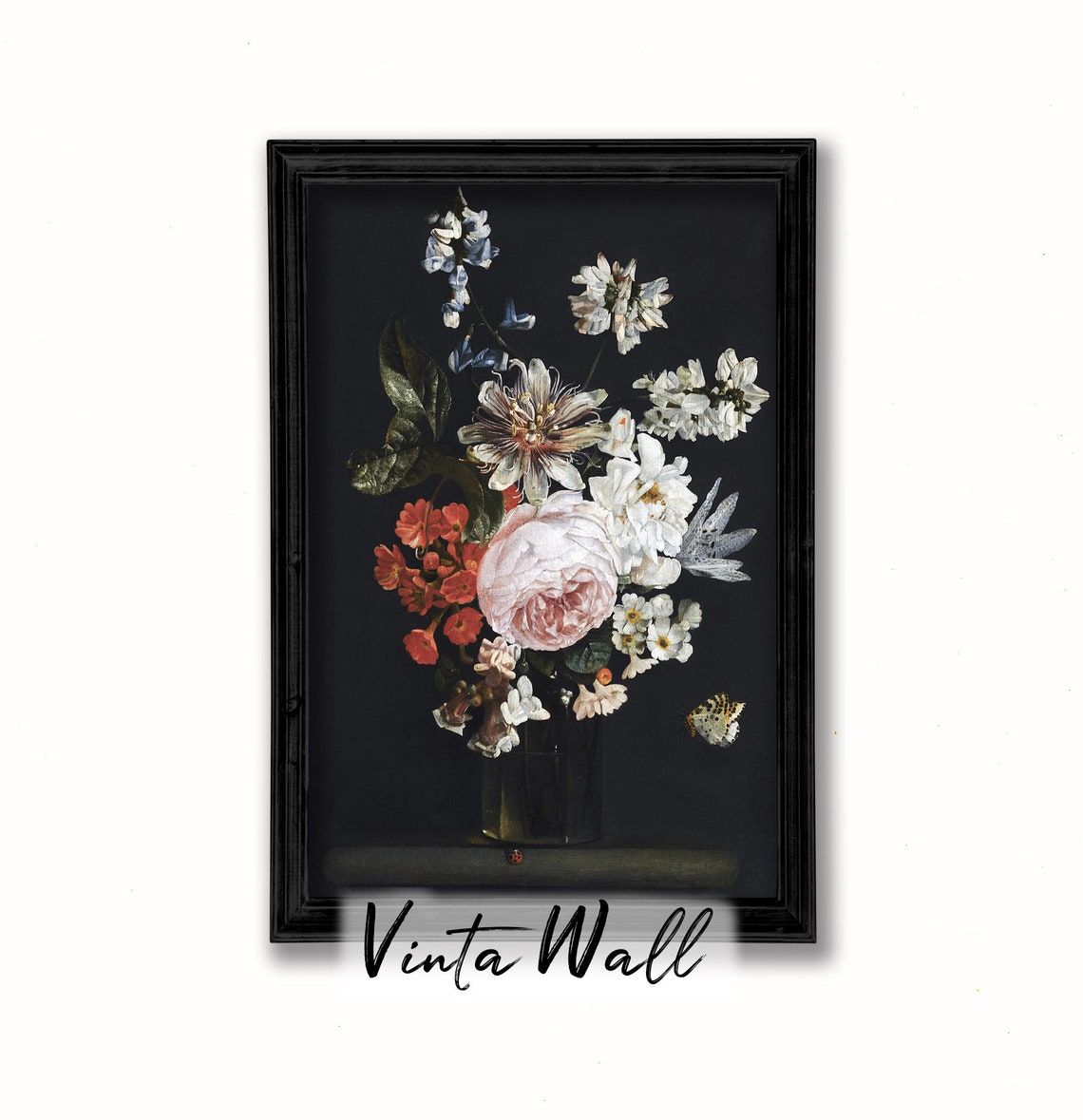 Peony Flower Print Still Life Oil Painting Dark Accademia Black Floral Vintage Art Pink Botanical Moody Home Wall Decor Farmhouse - Image 2