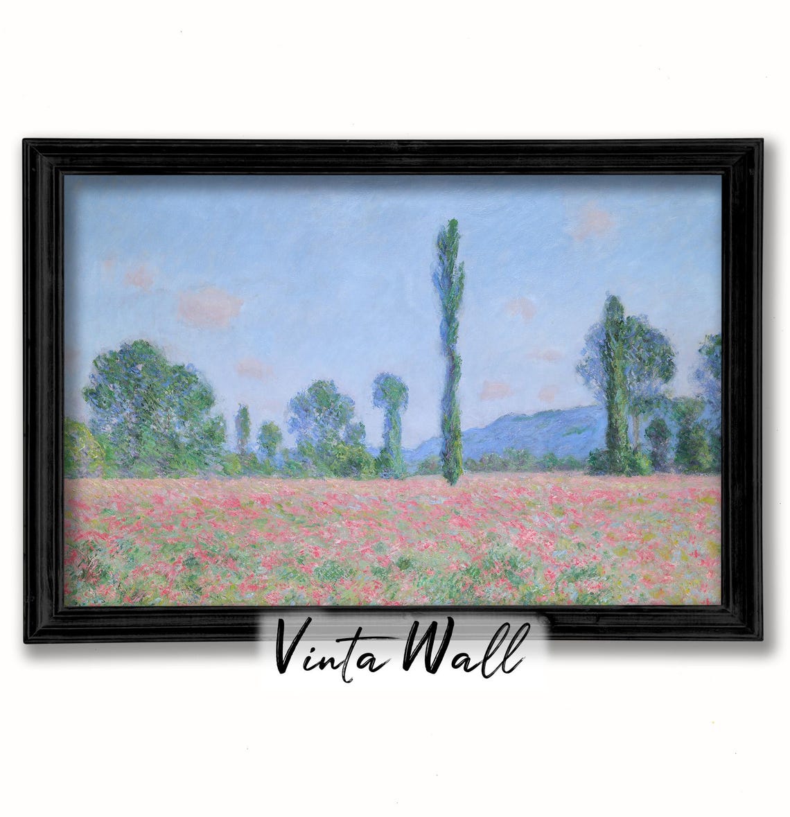 Poppy Field Poplar Trees Impressionist Bloom Meadow Scene Poster - Image 3