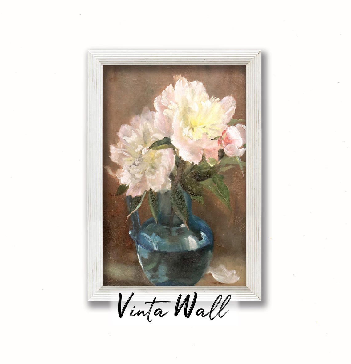 Still Life White Flower Oil Painting Print French Floral Neutral Colour Vintage Art Botanical Country Kitchen Wall Decor Farmhouse - Image 3