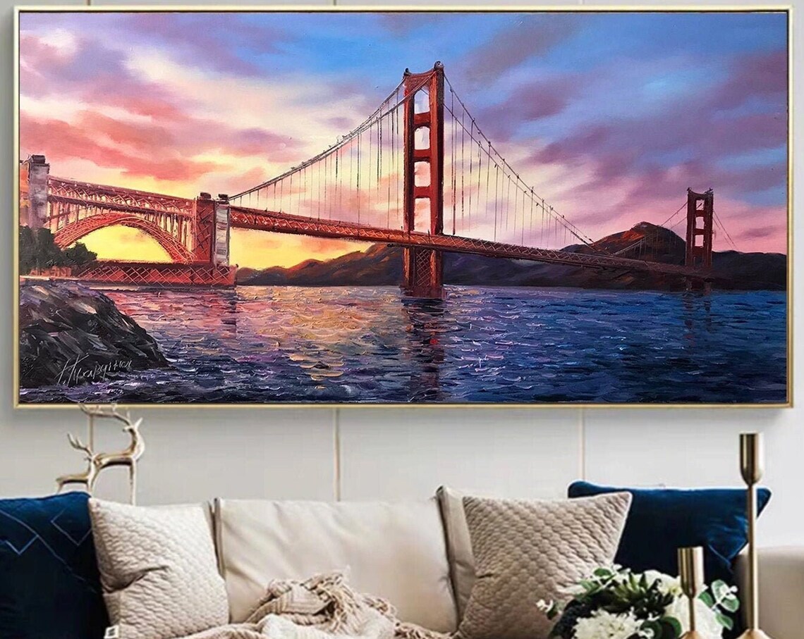 San Francisco Golden Gate Bridge Sunset Poster Print