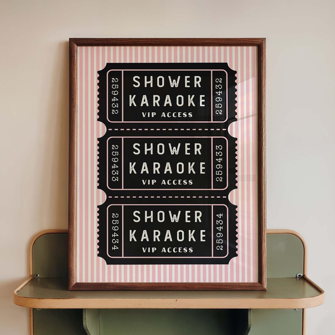 Funny Shower Karaoke VIP Access Ticket, Retro Decor