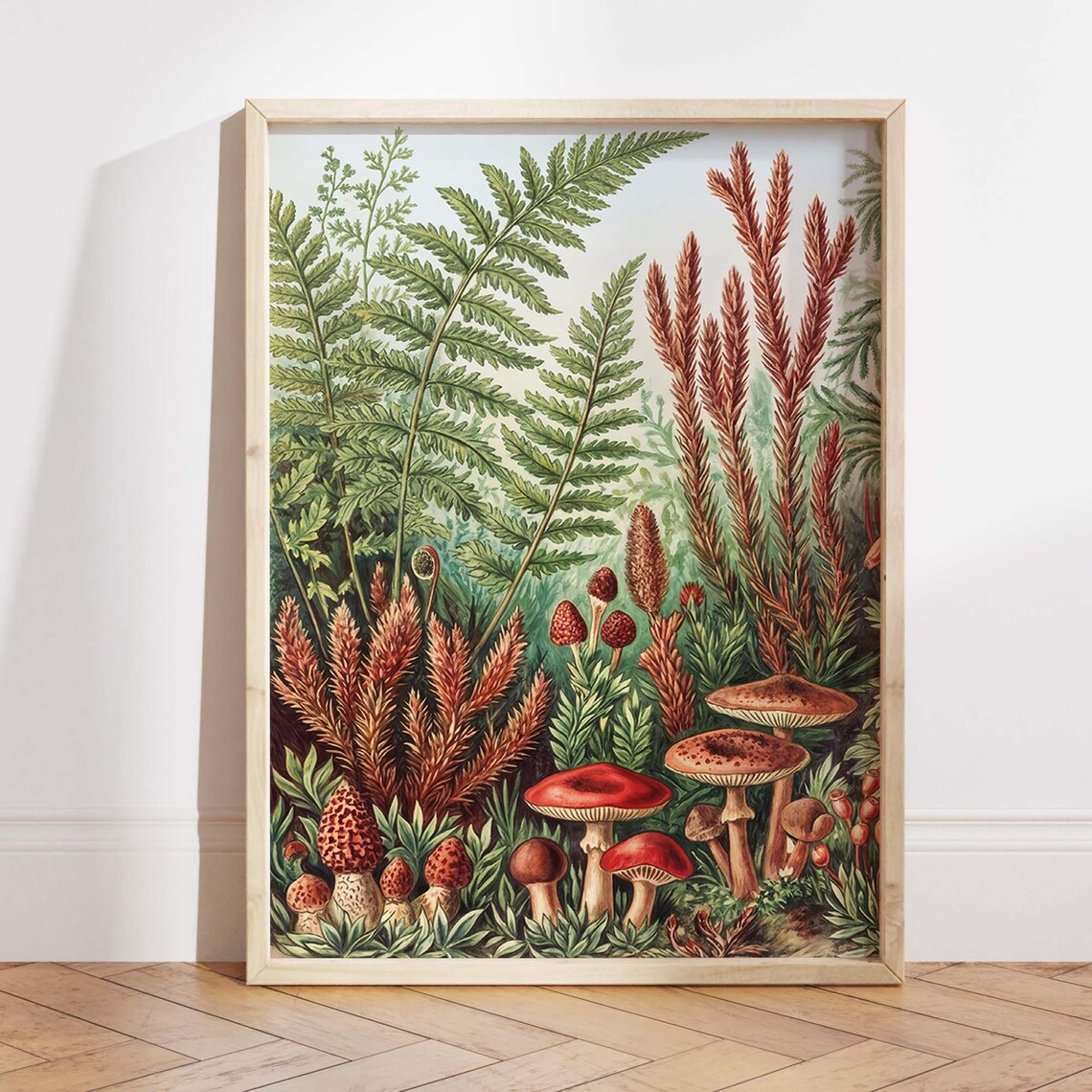 Botanical Fern Mushroom Vintage Cottagecore Poster