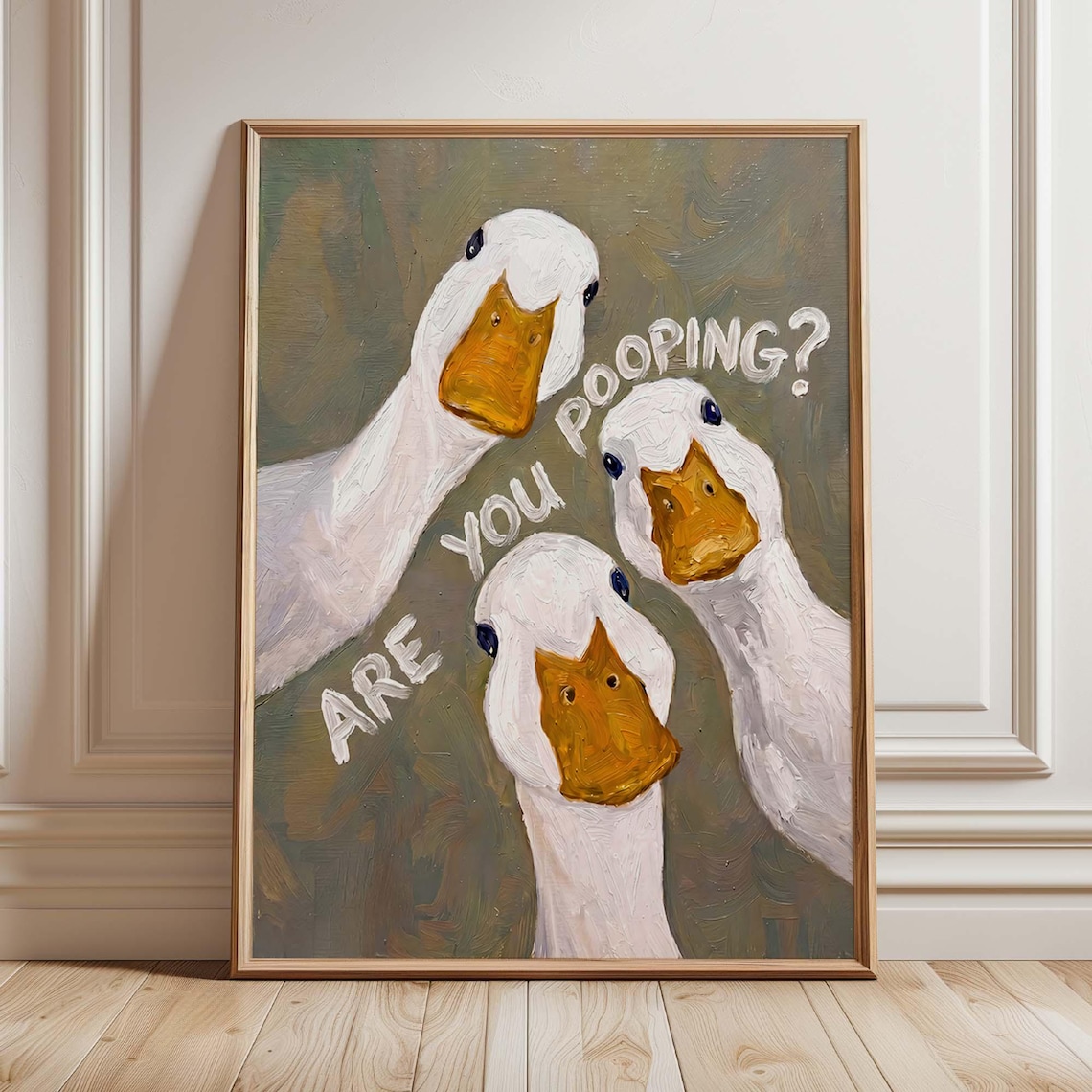 Funny Goose Bathroom Print, Toilet Humor Decor