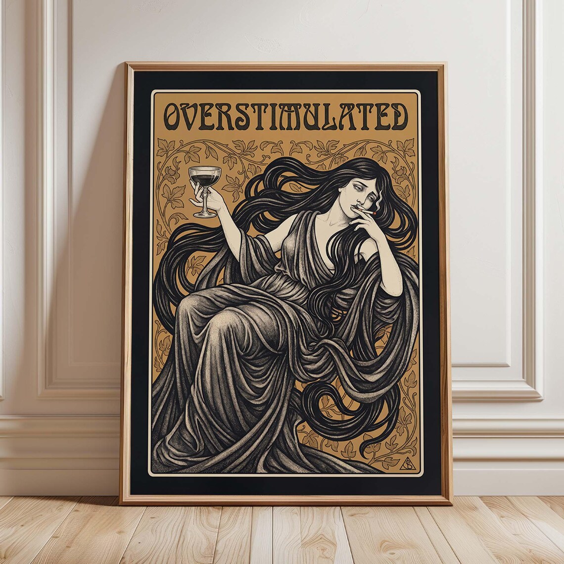 Overstimulated Art Nouveau Poster, Speakeasy Lounge Decor