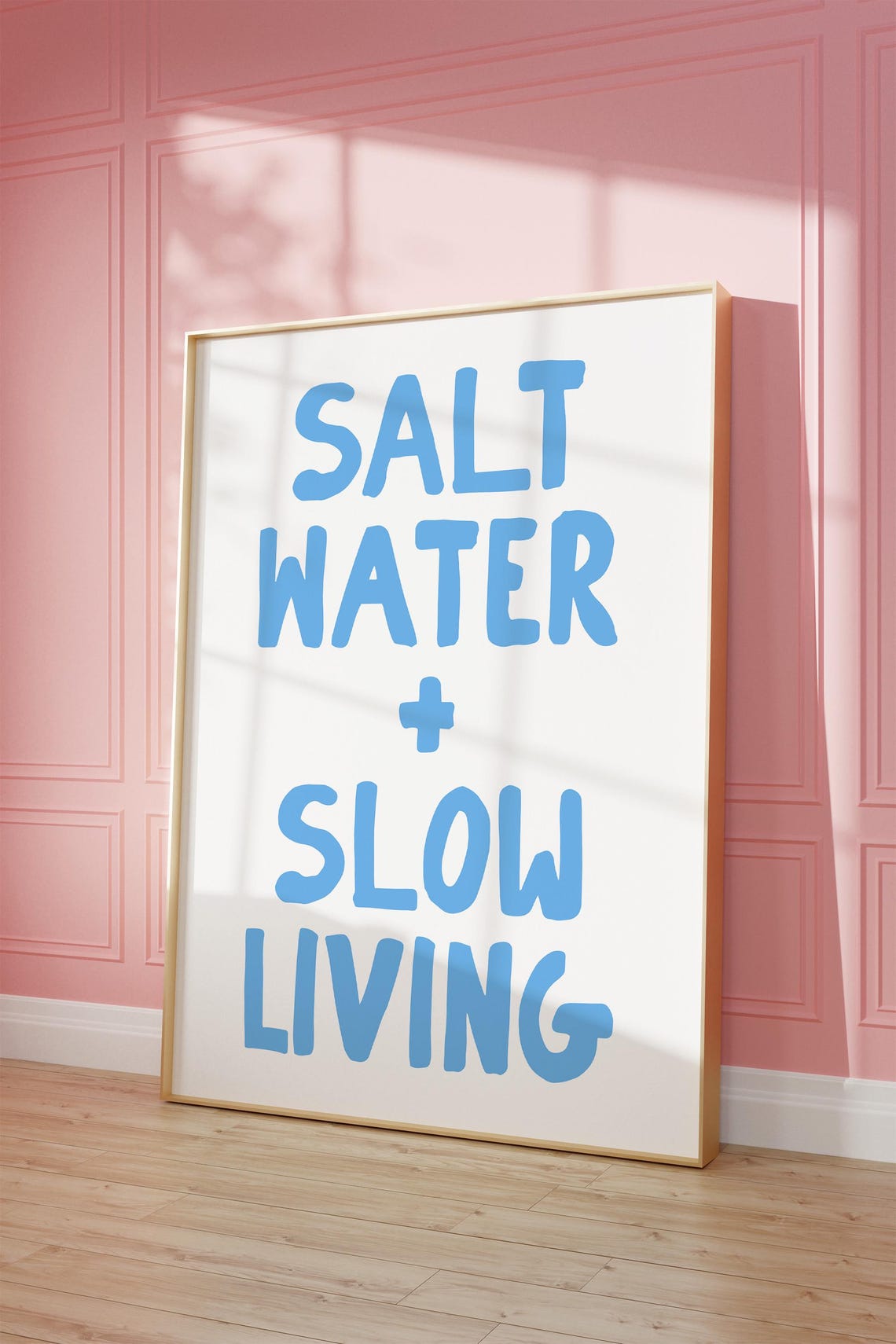 Salt Water Slow Living Light Blue Coastal Quote Decor Poster - Image 3