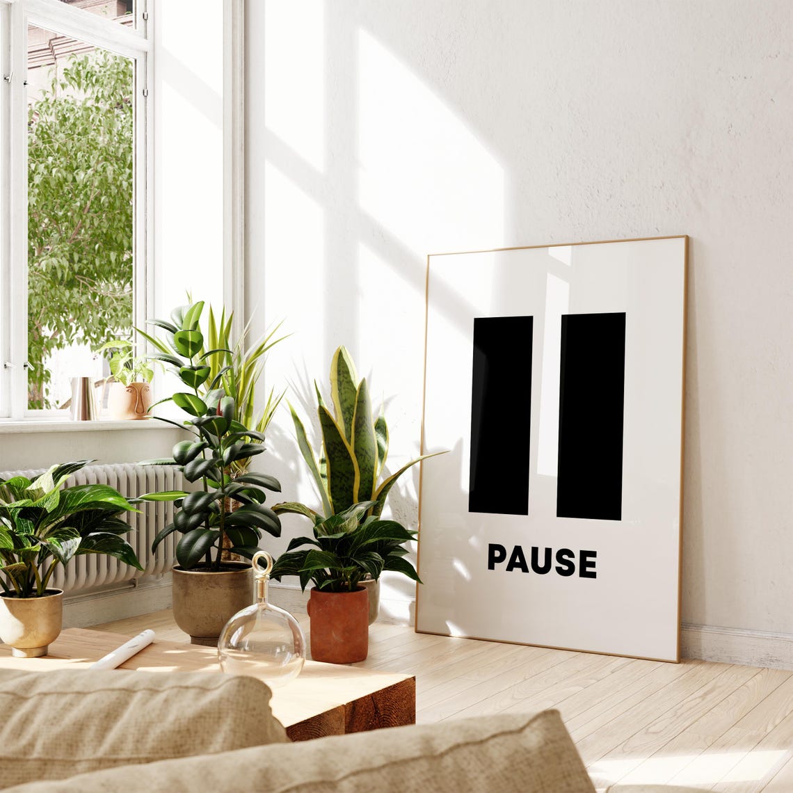 Pause Symbol Minimalist Black White Home Office Motivation Poster - Image 2