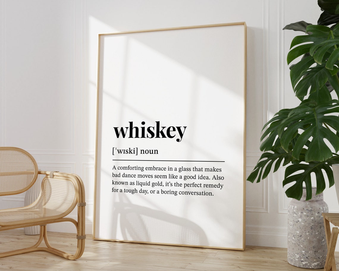 Whiskey Definition Funny Bar Cart Dictionary Style Gift Poster