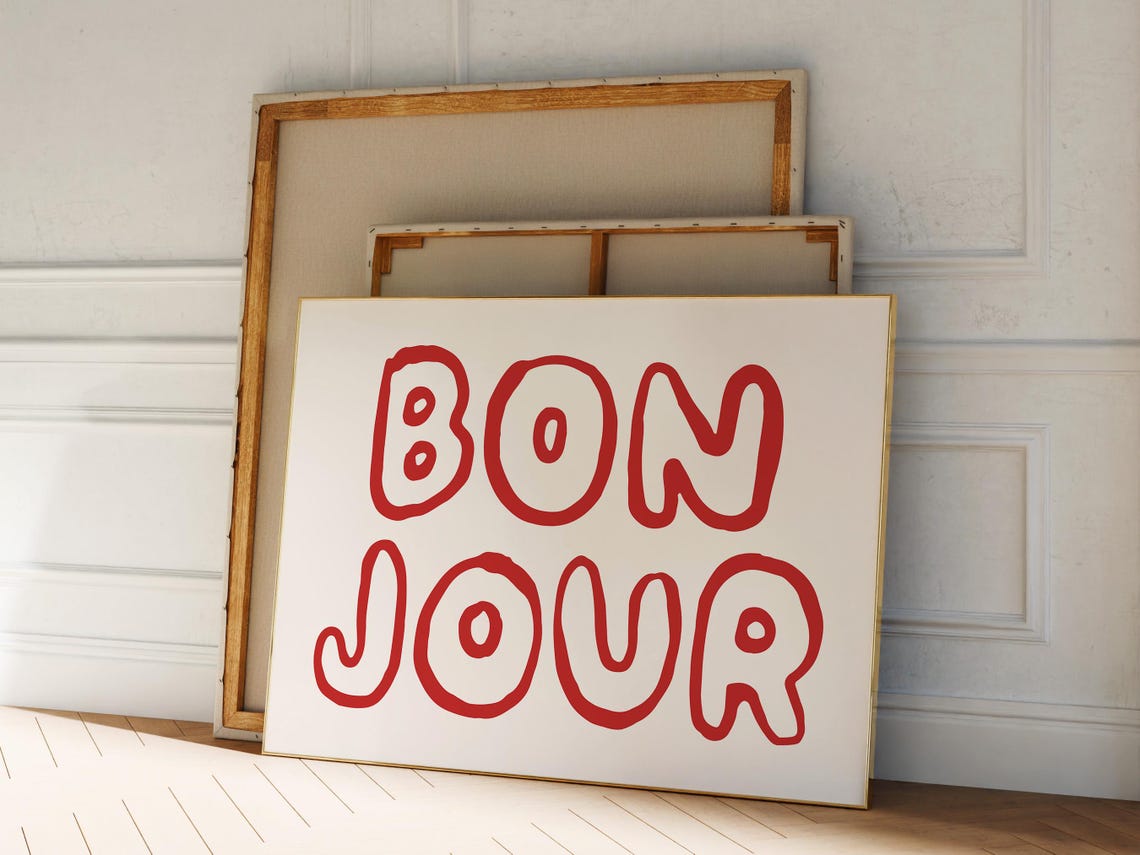 Bonjour French Quote Print French Phrase Wall Art Cute Aesthetic Print French Sayings Print Trendy Bon Jour Wall Art - Image 3