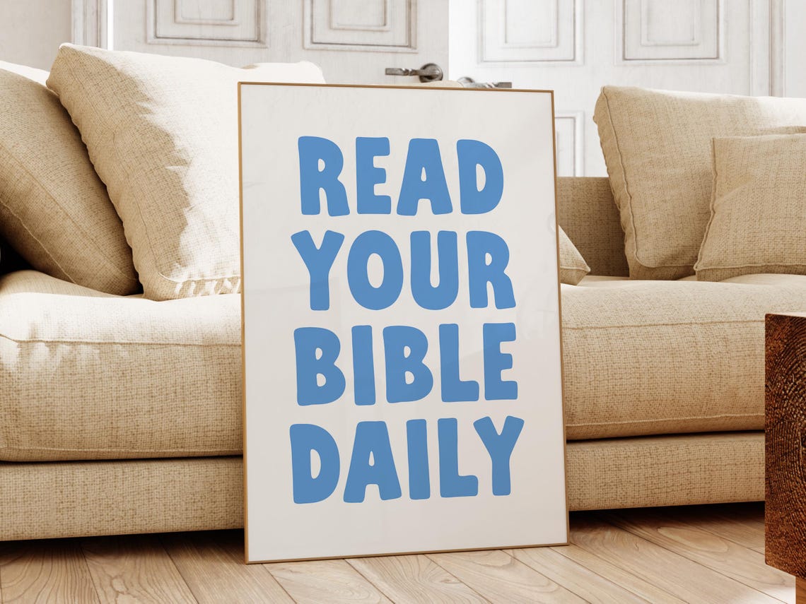 Read Your Bible Daily Blue Bold Christian Scripture Quote Poster