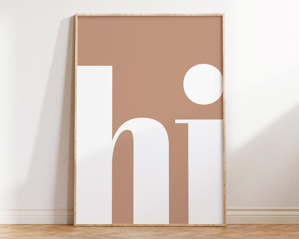 Hi Minimalist Brown Typography Entryway Danish Pastel Art Poster - Image 3