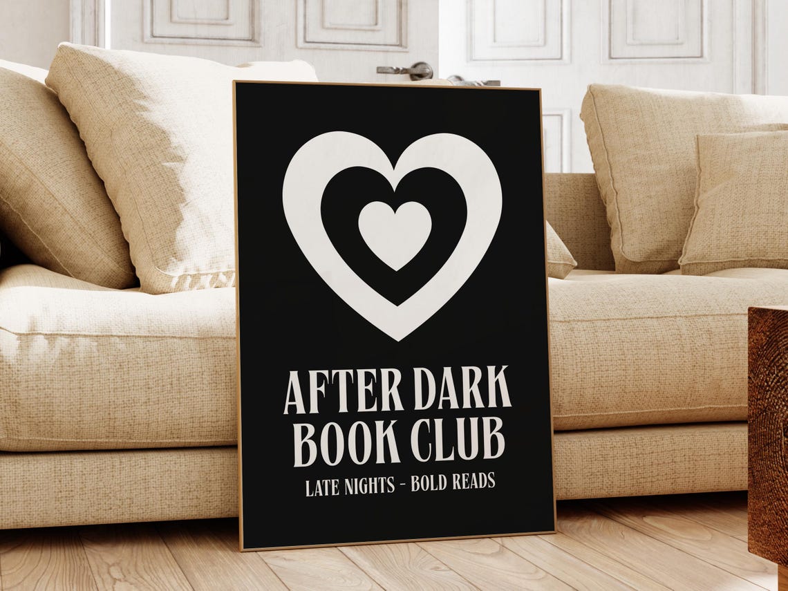 After Dark Book Club Late Nights Bold Reads Black Heart Reader Poster - Image 2