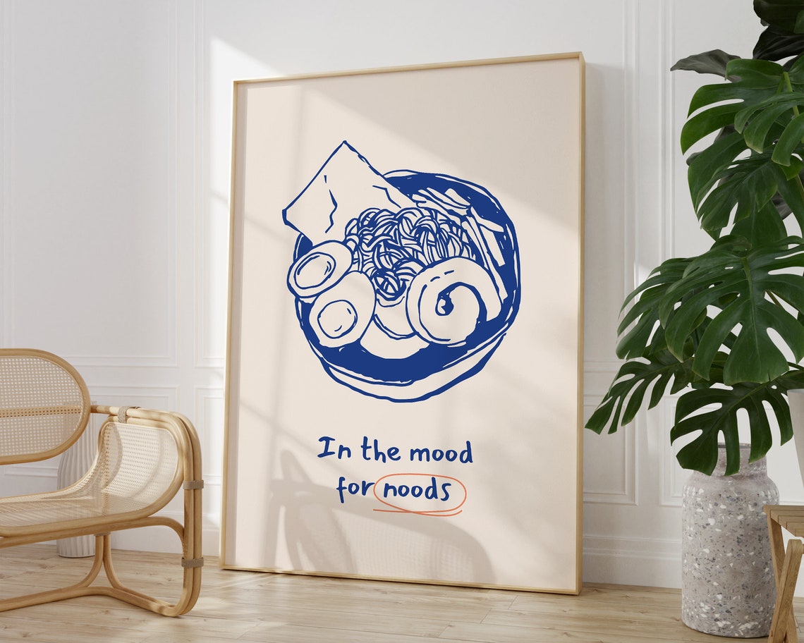 In the Mood for Noods Ramen Bowl Funny Kitchen Quote Wall Poster