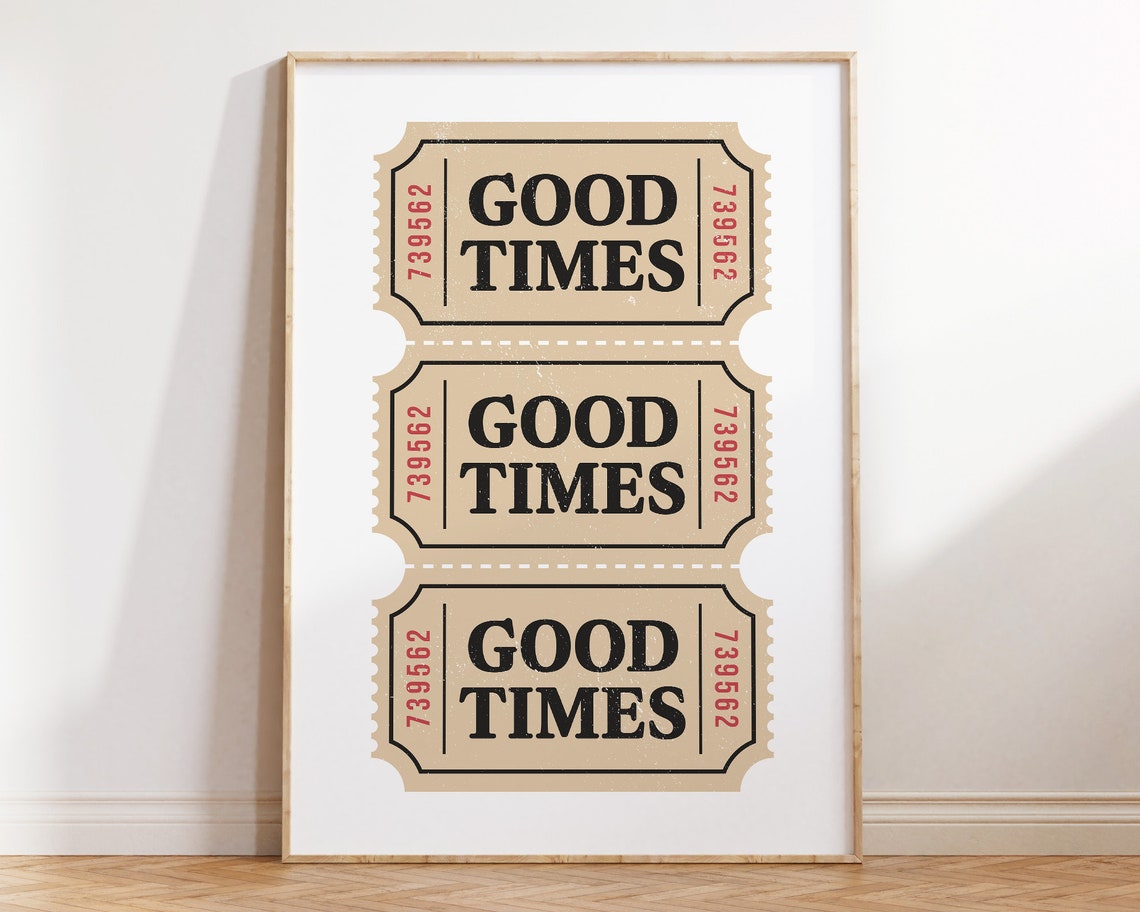 Nostalgic Good Times Vintage Ticket Stub Tan Retro Wall Poster - Image 2
