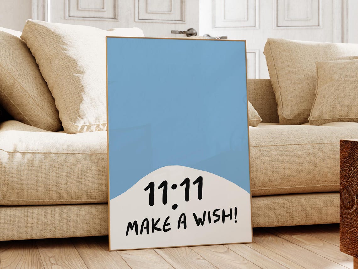 11:11 Make A Wish Blue Angel Number Manifestation Quote Poster - Image 2