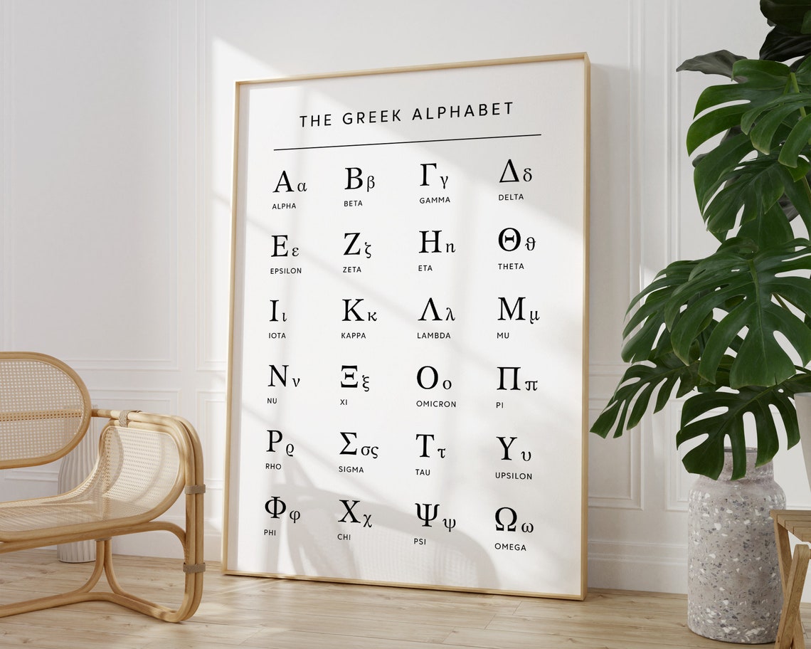 The Greek Alphabet Chart Minimalist Black White Letters Poster - Image 3