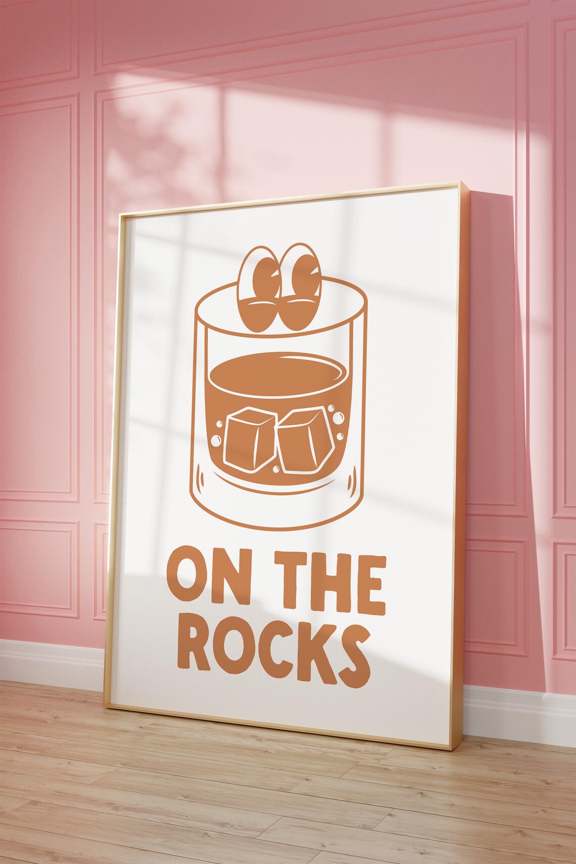 On The Rocks Whiskey Glass Retro Cocktail Bar Decor Home Poster - Image 2